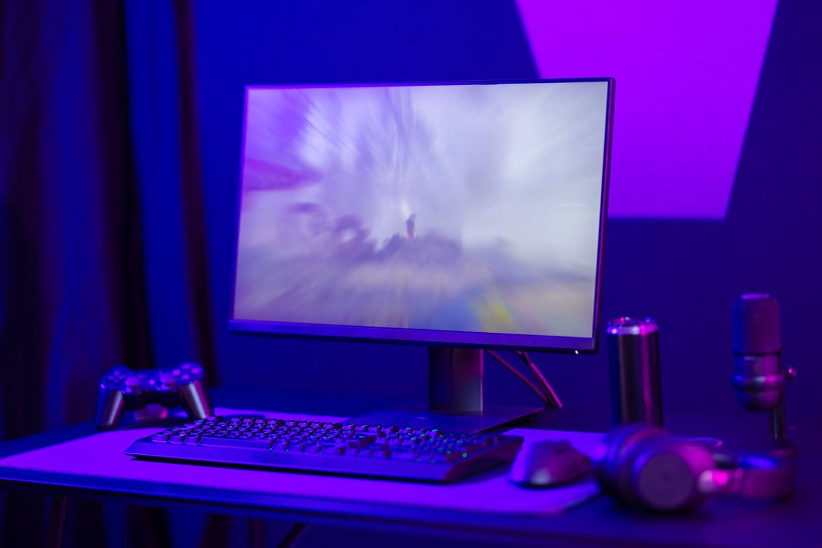 Gaming room with computer setup